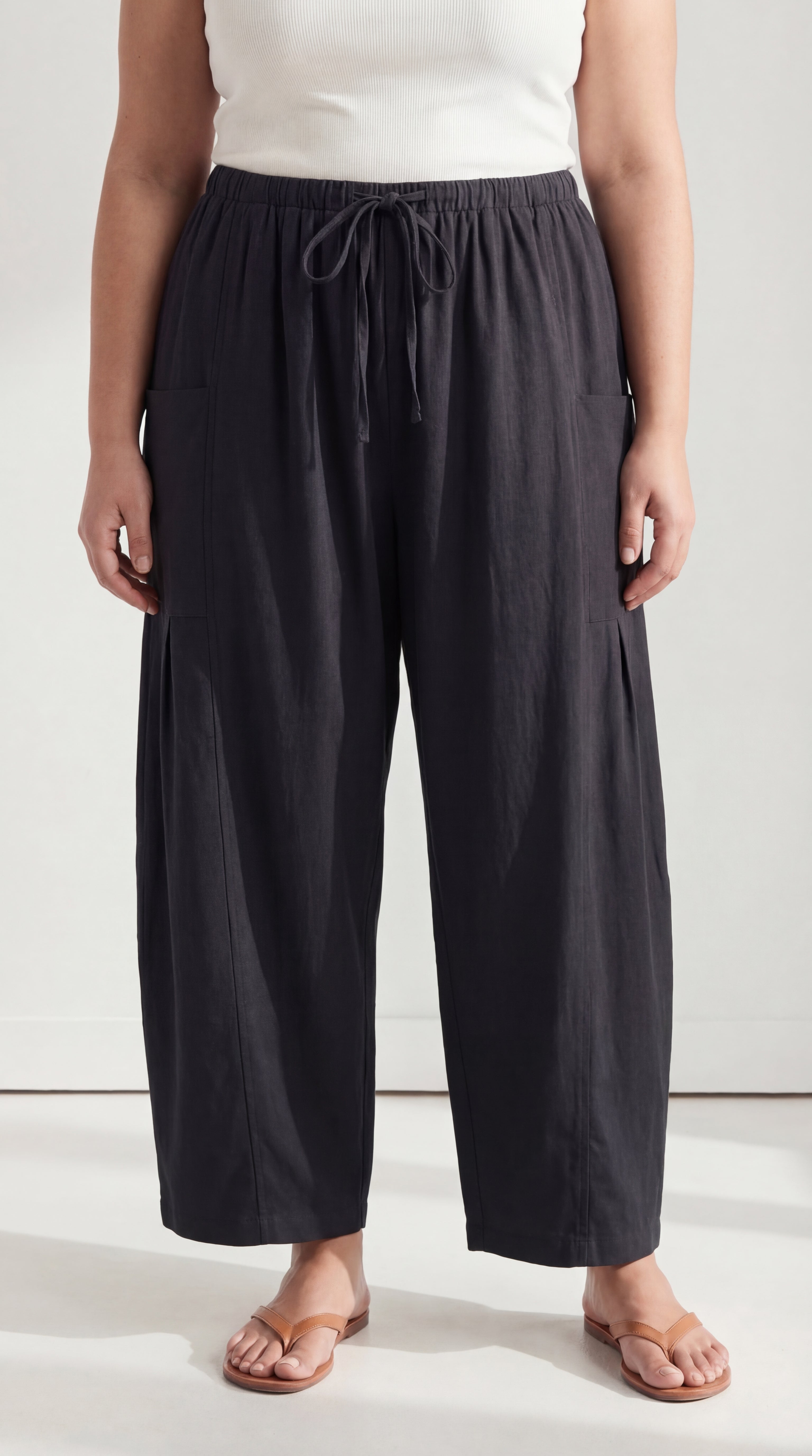 Relaxed Linen Wide-Leg Pants