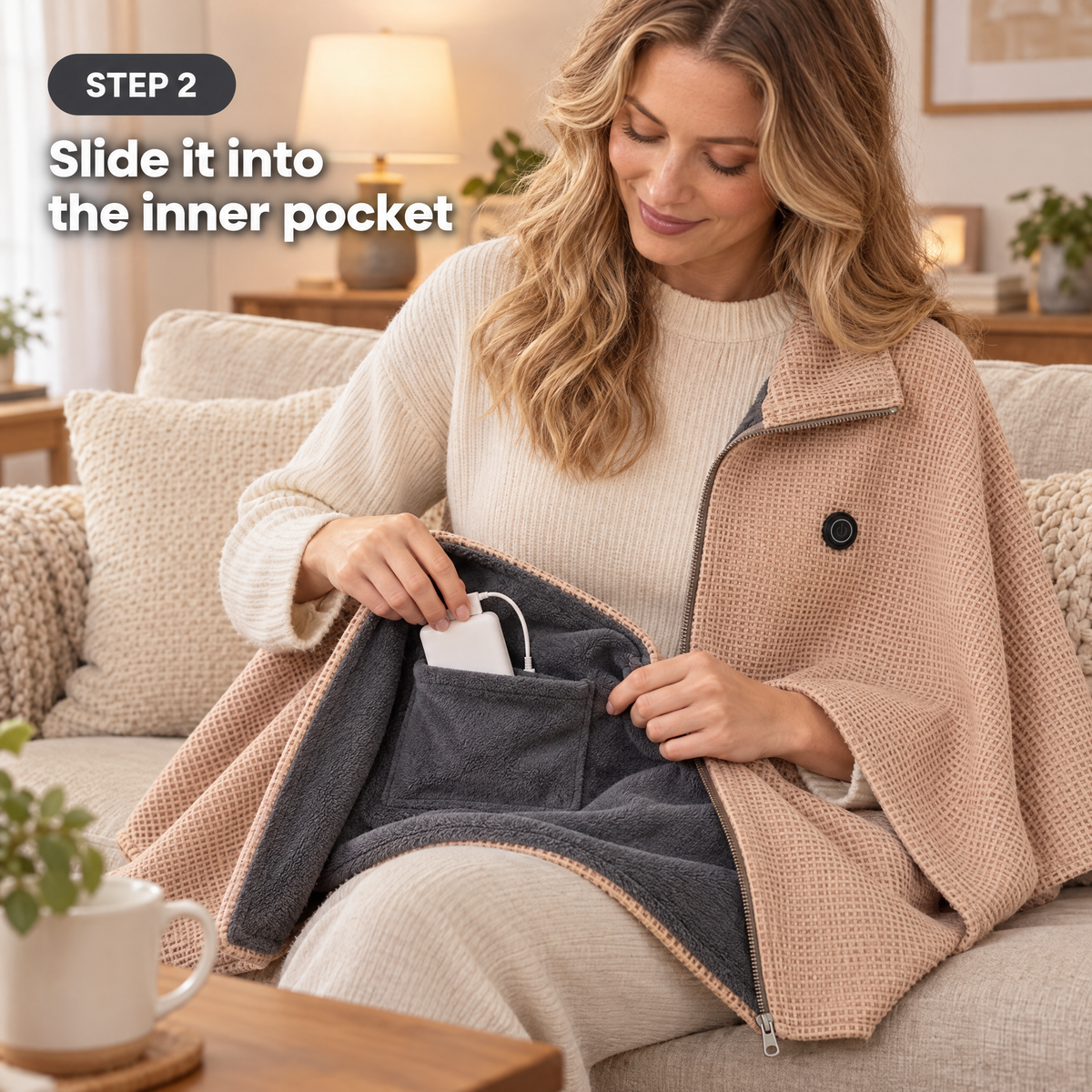 Slide it into the inner pocket